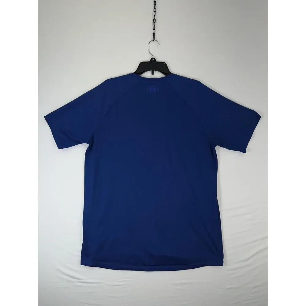 Under Armour Shirt Mens Large Blue HeatGear Loose Fit Logo Performance Tee